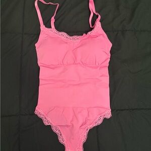 Pink Lace Trim Women's Top